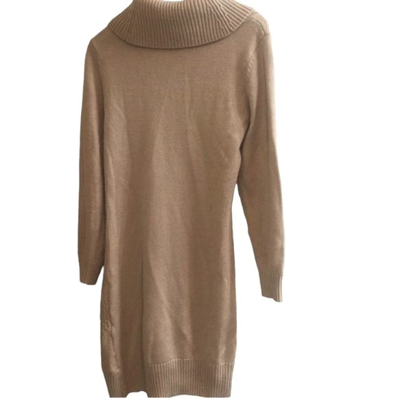 TAHARI Turtleneck Wool Cable Knit‎  Sweater Dress Cream Beige Size Small - Picture 2 of 4